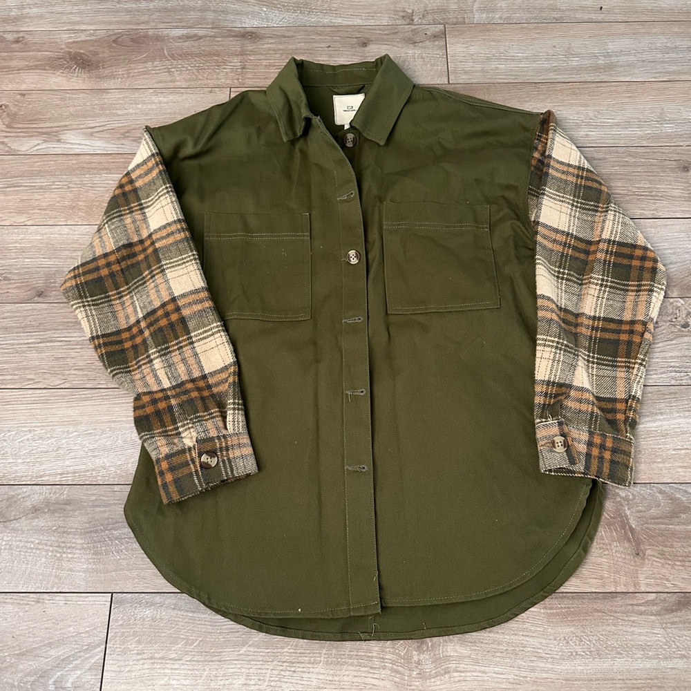Thread & Supply Forest Green Plaid Sleeve Shirt